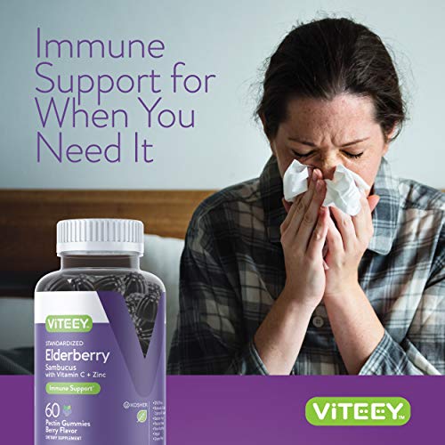 Sambucus Black Elderberry Gummies 3 in 1 Immune Booster Plus Zi...