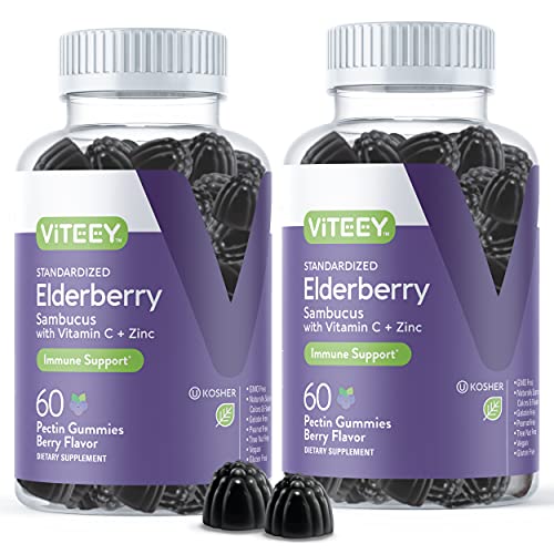 Sambucus Black Elderberry Gummies 3 in 1 Immune Booster Plus Zi...