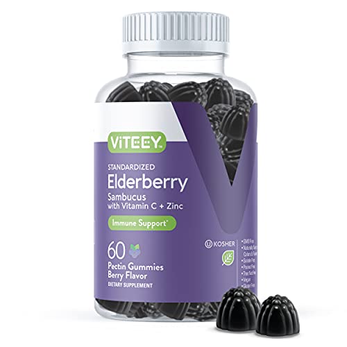 Sambucus Black Elderberry Gummies 3 in 1 Immune Booster Plus Zi...