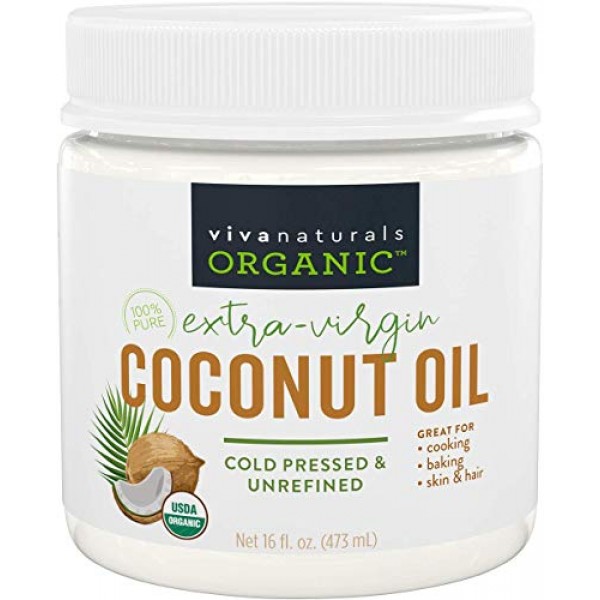 Organic Coconut Oil - Unrefined, Cold-Pressed Extra Virgin Coconu...