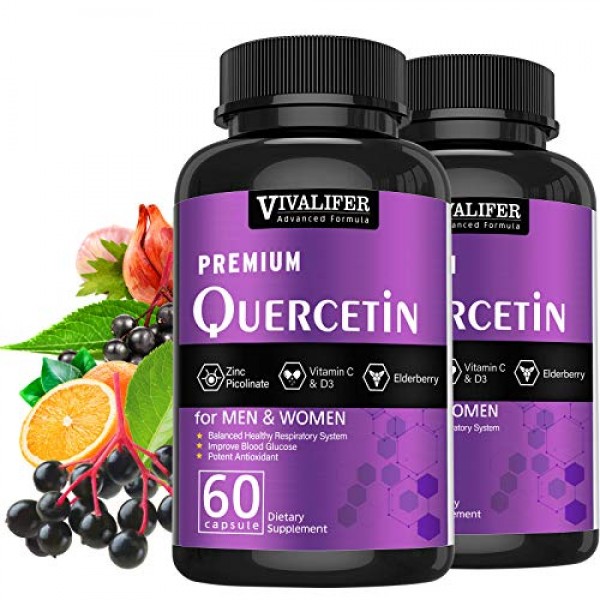 2 Pack Zinc Quercetin, Immune Vitamins and Quercetin Vitamins Pow...