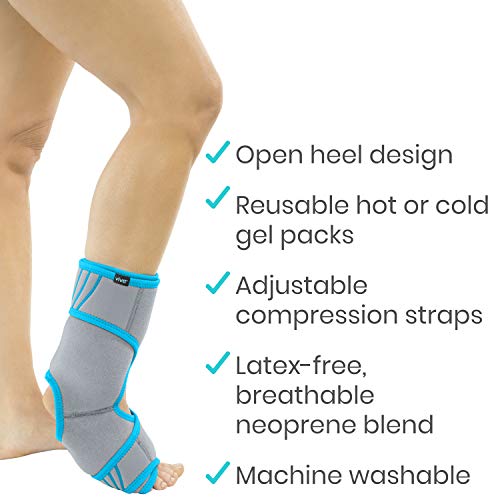 Vive Ankle Ice Pack Wrap - Foot Cold / Hot Compression Brace - Ad...