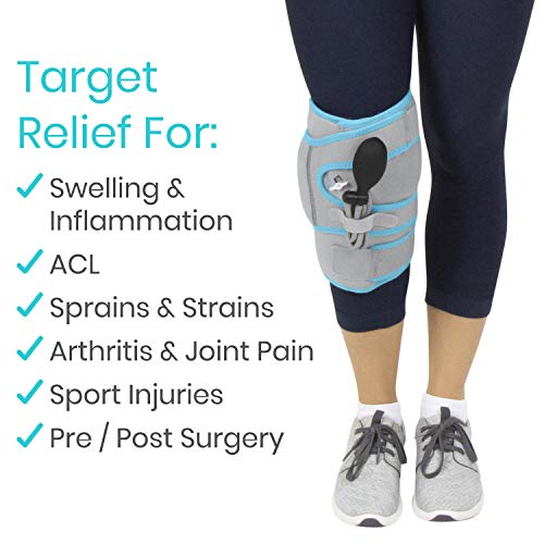 Vive Compression Knee Ice Wrap - Reusable Brace with Air Pump - H...