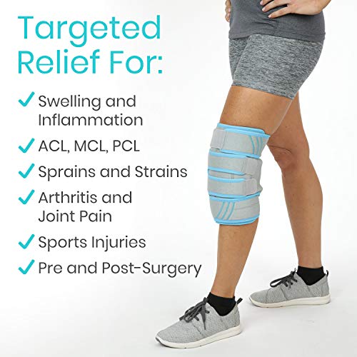 Vive Knee Ice Pack Wrap - Cold / Hot Gel Compression Brace - Heat...