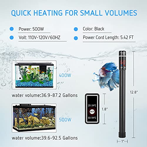 VIVOSUN 500W Aquarium Heater Submersible Titanium Fish Tank Heate...