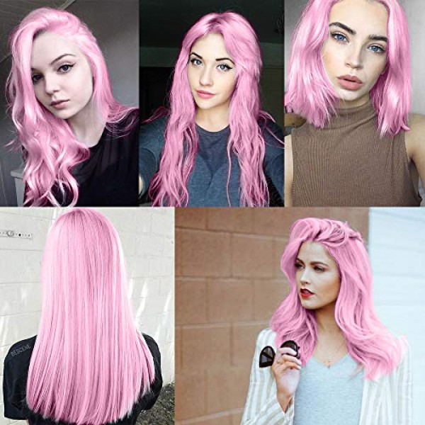 Pink Hair Coloring Wax Temporary Hair Clay Pomades 4.23 oz,Natura...