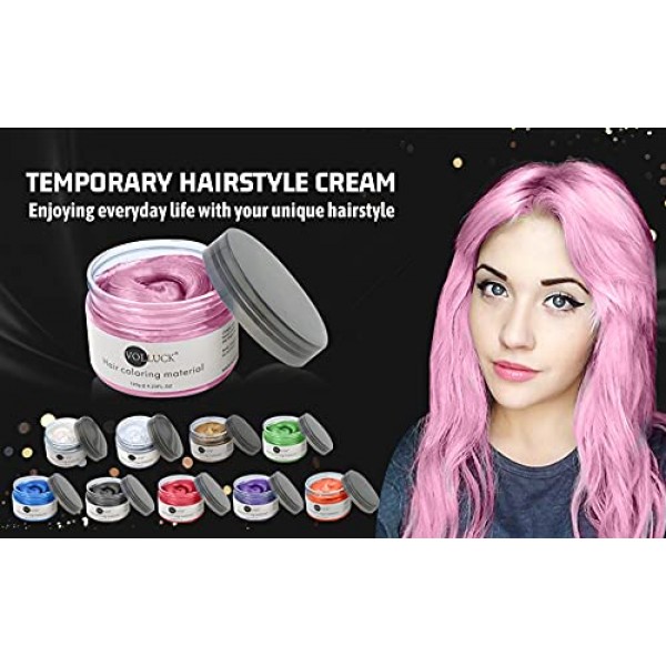 Pink Hair Coloring Wax Temporary Hair Clay Pomades 4.23 oz,Natura...