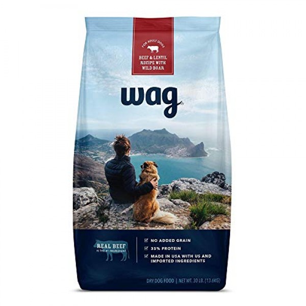 Amazon Brand - wag Dry Dog Food Beef & Lentil Recipe with Wild Bo...