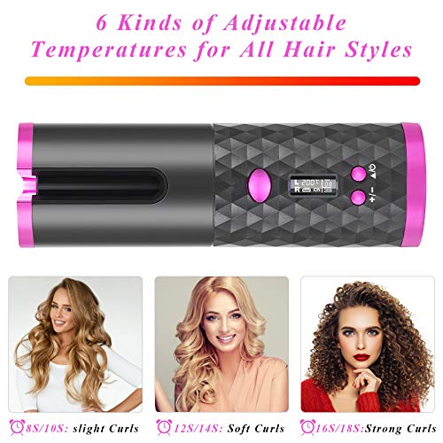 Hair Curler, Wireless Automatic Curling Iron Portable Ceramic Bar...