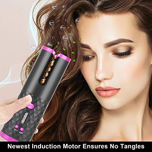 Hair Curler, Wireless Automatic Curling Iron Portable Ceramic Bar...