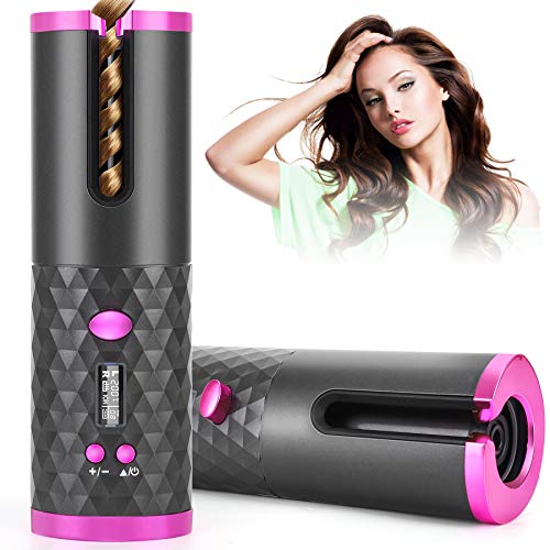 Hair Curler, Wireless Automatic Curling Iron Portable Ceramic Bar...