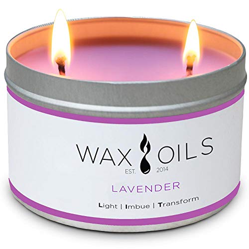 Wax and Oils Soy Wax Aromatherapy Scented Candles Lavender 16 Oz.