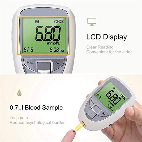 WCCCY 3 in 1 Cholesterol Tester, Uric Acid Test Strips Cholestero...