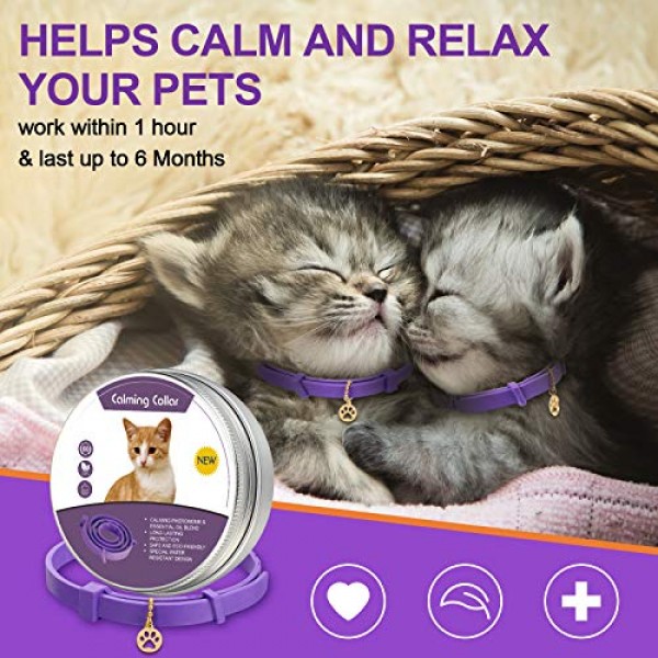 2 Pieces Calming Cat Collar Lavender Scent Relaxing Cat Collar Ad...