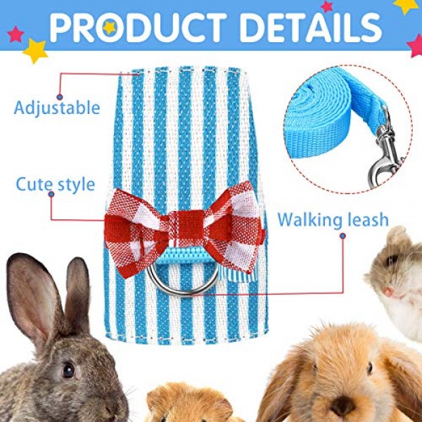3 Pieces Hamster Harness and Leash Set with Cute Bowknot Decor Ch...