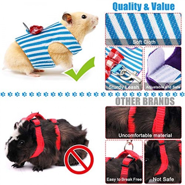 3 Pieces Hamster Harness and Leash Set with Cute Bowknot Decor Ch...