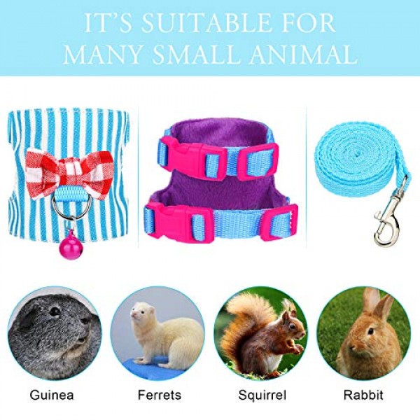 4 Pieces Small Pet Harness Vest and Leash Set with Cute Bowknot a...