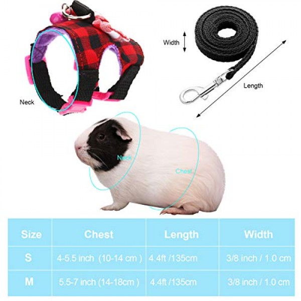 4 Pieces Small Pet Harness Vest and Leash Set with Cute Bowknot a...