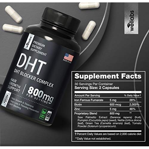 DHT Blocker Hair Growth Supplement - Made in USA - For Men & Wome...