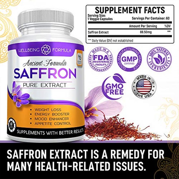 Pure Saffron Extract for Healthy Weight Loss-Natural Appetite Sup...