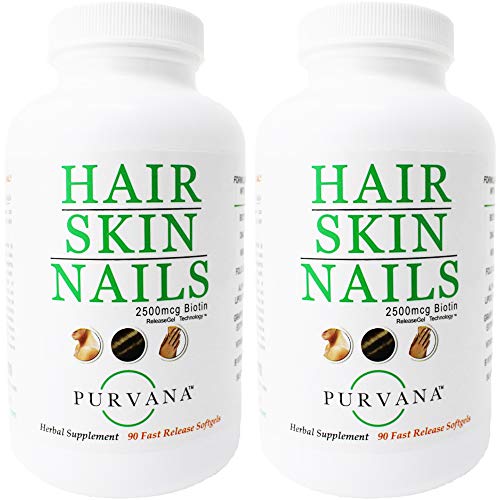 Wellgenix Purvana Hair, Skin, and Nails Vitamin Softgels for High...