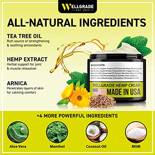Hemp Cream 4 fl oz - Made in USA - Natural Hemp Extract Cream - f...
