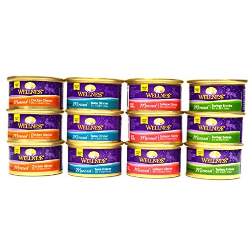 Wellness Minced Grain-Free Wet Cat Food Variety Pack - 4 Flavors ...