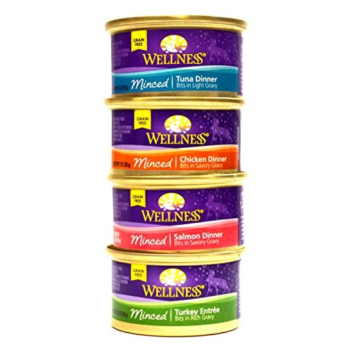 Wellness Minced Grain-Free Wet Cat Food Variety Pack - 4 Flavors ...