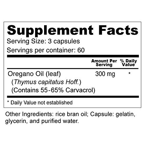 Oregano Oil Capsules - High Potency Wild Oregano Oil 55-65% Carva...