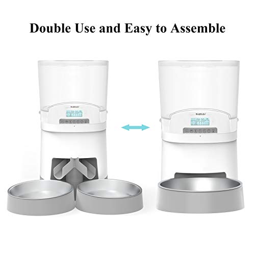 WellToBe 7L Automatic Cat Feeder for Two Animals,Pet Feeder Dog F...