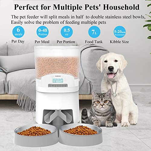 WellToBe 7L Automatic Cat Feeder for Two Animals,Pet Feeder Dog F...
