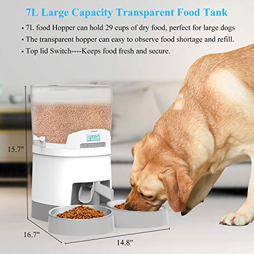 WellToBe 7L Automatic Cat Feeder for Two Animals,Pet Feeder Dog F...