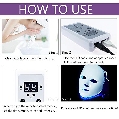 Led Face Mask, 7 Colors Led Light Photon Therapy Mask Beauty Proa...