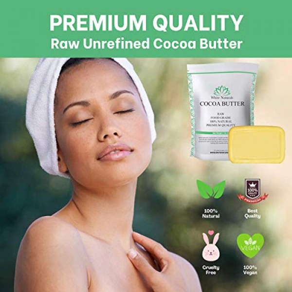 Raw Cocoa Butter 1 lb, Unrefined, Pure, Natural, Food Grade, Perf...