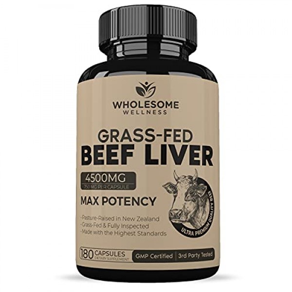 Grass Fed Desiccated Beef Liver Capsules 180 Pills, 750mg Each ...