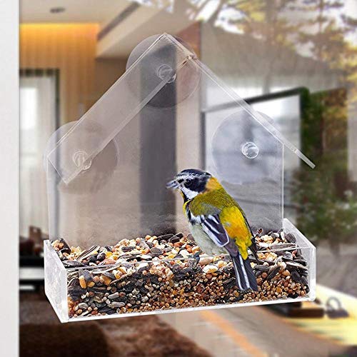 WHZ Creative Plastic Transparent Adsorption House Type Bird Feeder