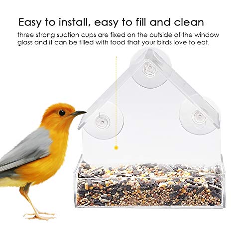 WHZ Creative Plastic Transparent Adsorption House Type Bird Feeder