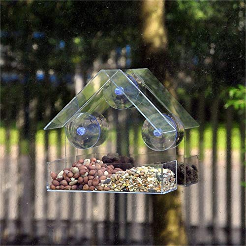 WHZ Creative Plastic Transparent Adsorption House Type Bird Feeder