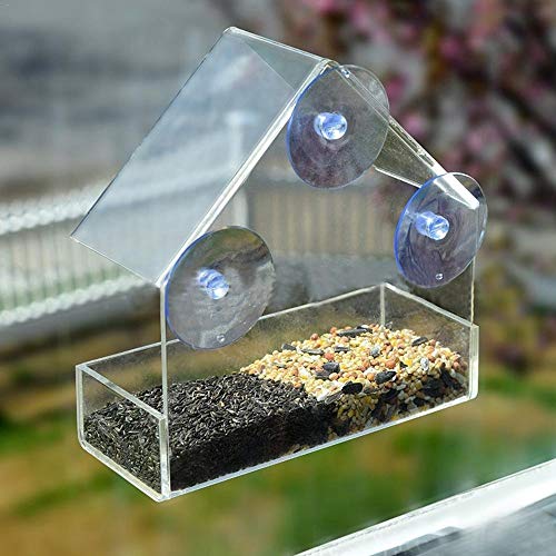 WHZ Creative Plastic Transparent Adsorption House Type Bird Feeder