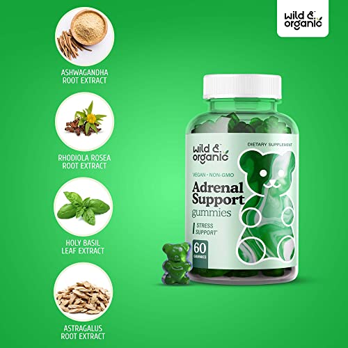 Wild & Organic Adrenal Support Supplements Gummies - Energy, Stre...