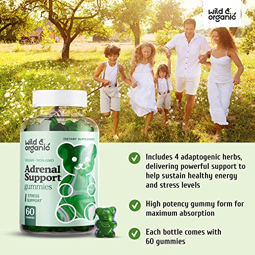 Wild & Organic Adrenal Support Supplements Gummies - Energy, Stre...