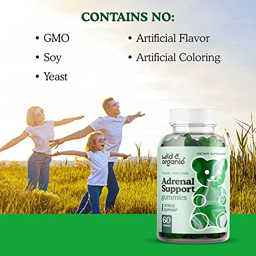 Wild & Organic Adrenal Support Supplements Gummies - Energy, Stre...