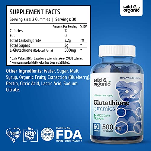 Wild & Organic Glutathione Gummies - Reduced Glutathione for Live...