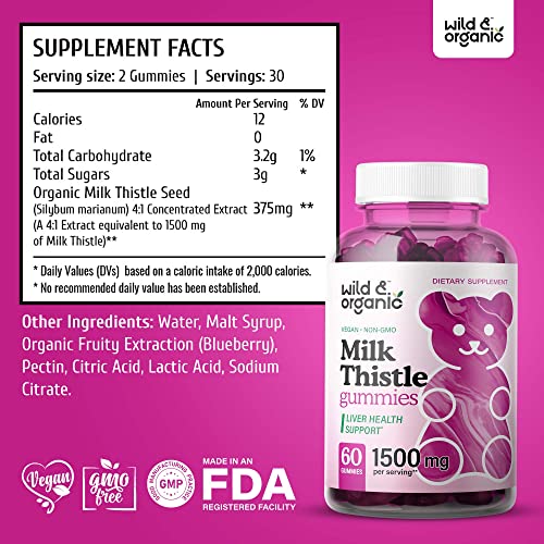 Wild & Organic Milk Thistle Gummies - Liver Cleanse & Repair Live...