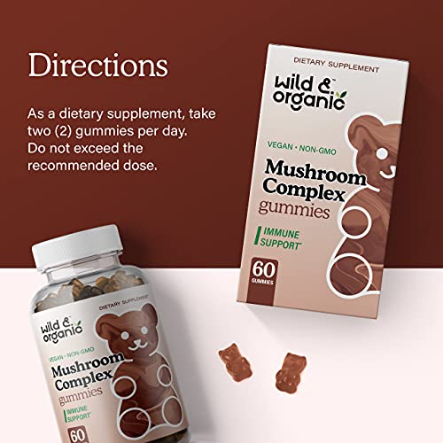 Wild & Organic Mushroom Gummies - Reishi, Chaga, Cordyceps, Maita...