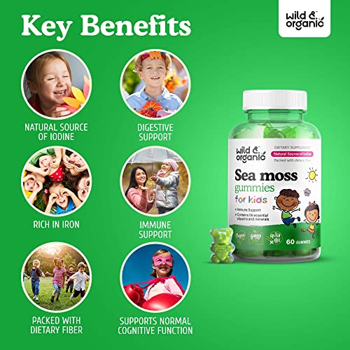 Wild & Organic Sea Moss Gummies for Kids - Vitamins & Iodine Rich...