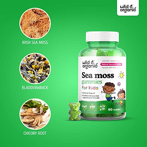 Wild & Organic Sea Moss Gummies for Kids - Vitamins & Iodine Rich...