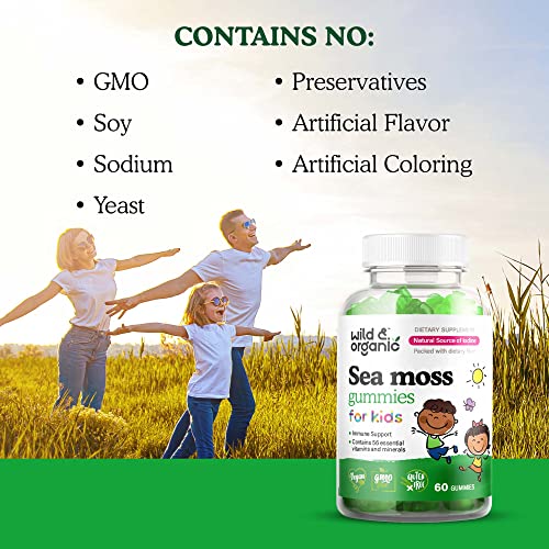 Wild & Organic Sea Moss Gummies for Kids - Vitamins & Iodine Rich...