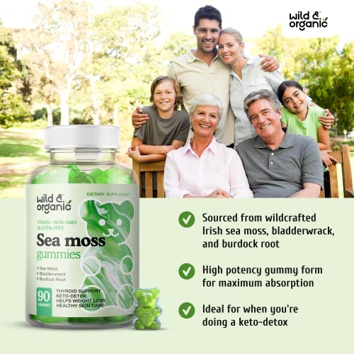 Wild & Organic Sea Moss Gummies Vegan - Superfood Wildcrafted Sea...