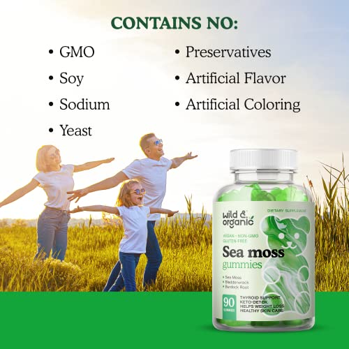 Wild & Organic Sea Moss Gummies Vegan - Superfood Wildcrafted Sea...